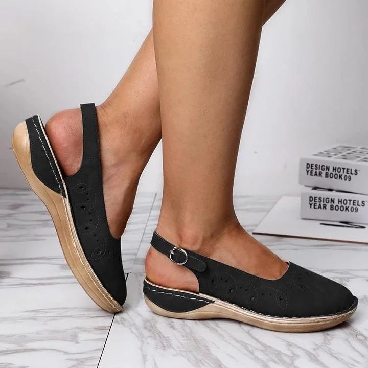 Cora | Pink Perforated Slingback Shoes — view 3