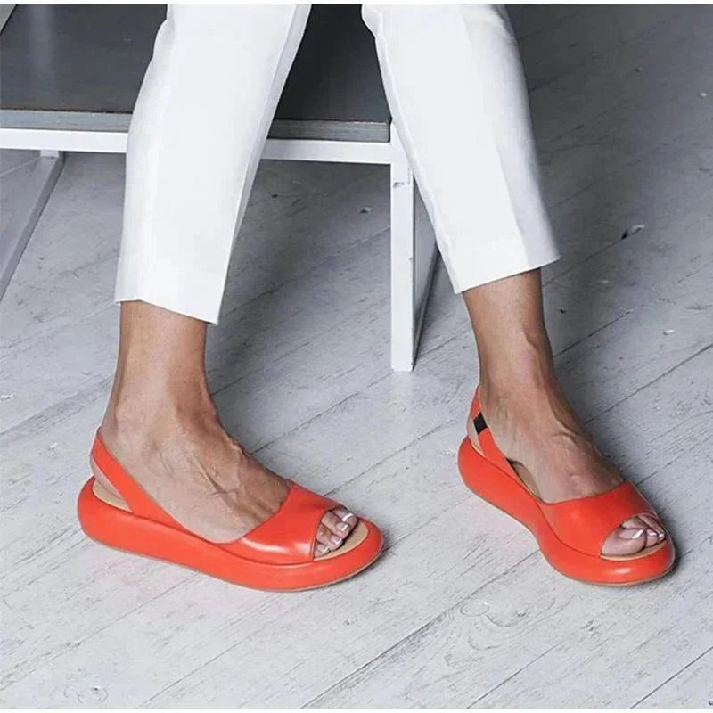 Gwen | Pink Open Toe Platform Flats — view 3
