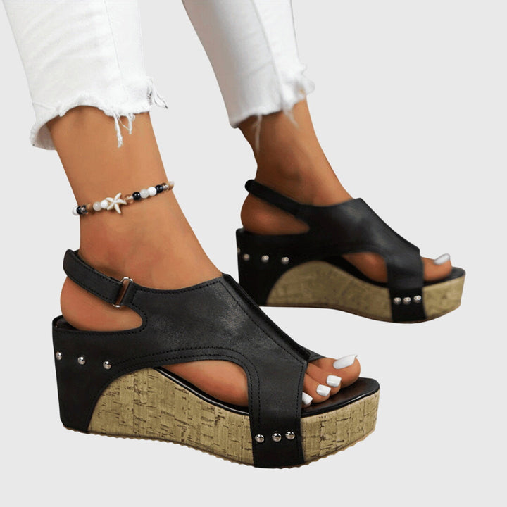 Lydia | Black Comfort Ankle Strap Sandals — view 6