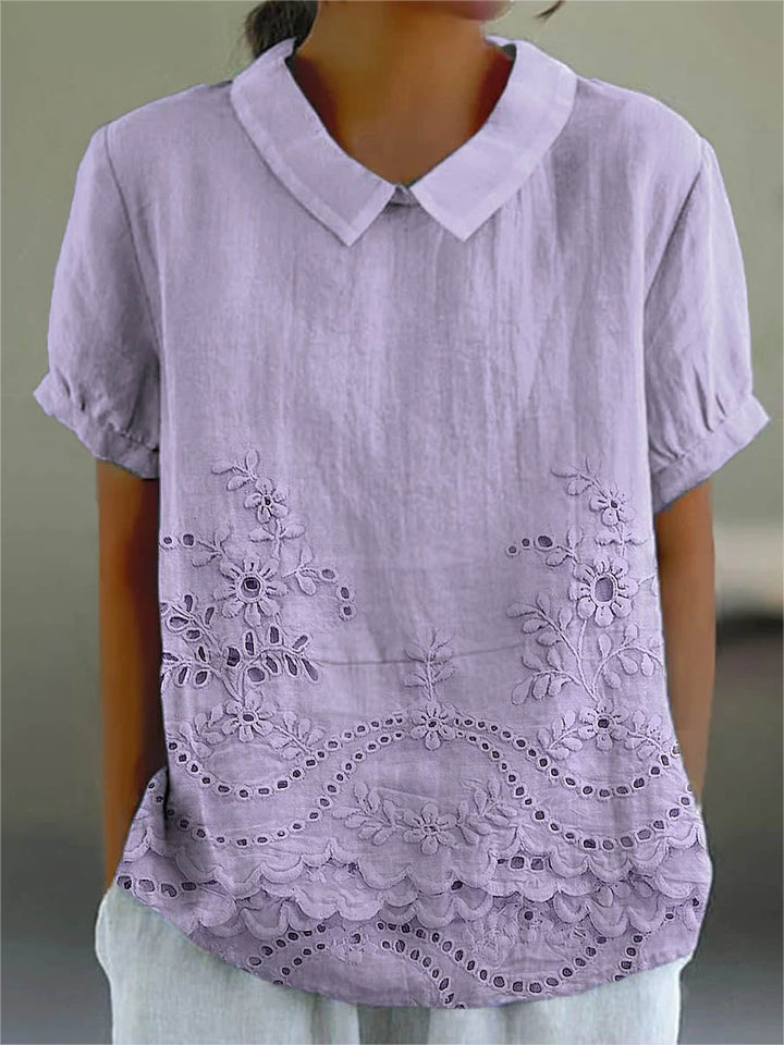 Lily | Pink Floral Embroidered Shirt — view 5