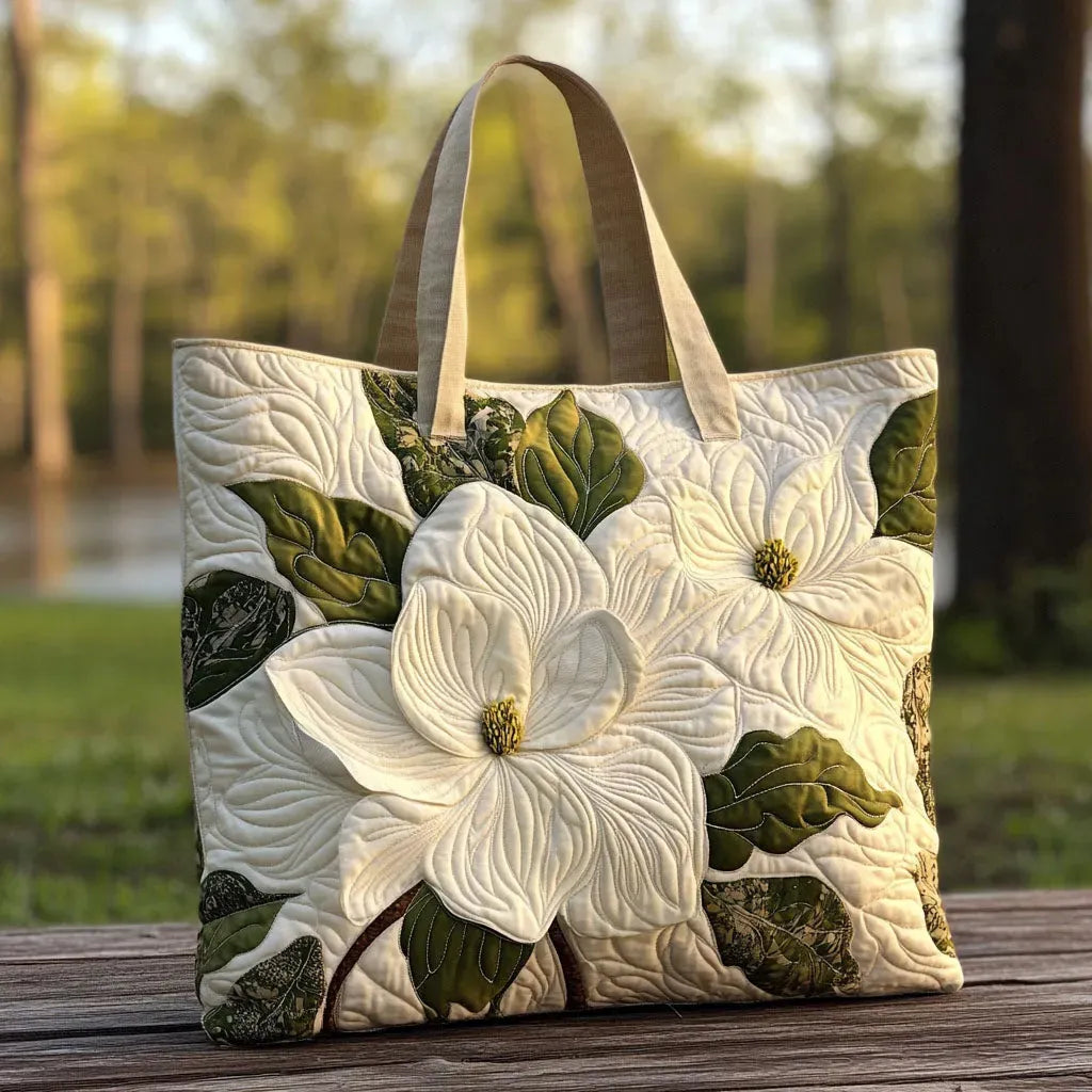 Artisanal | Quilted Bag - Elegant White Lilies