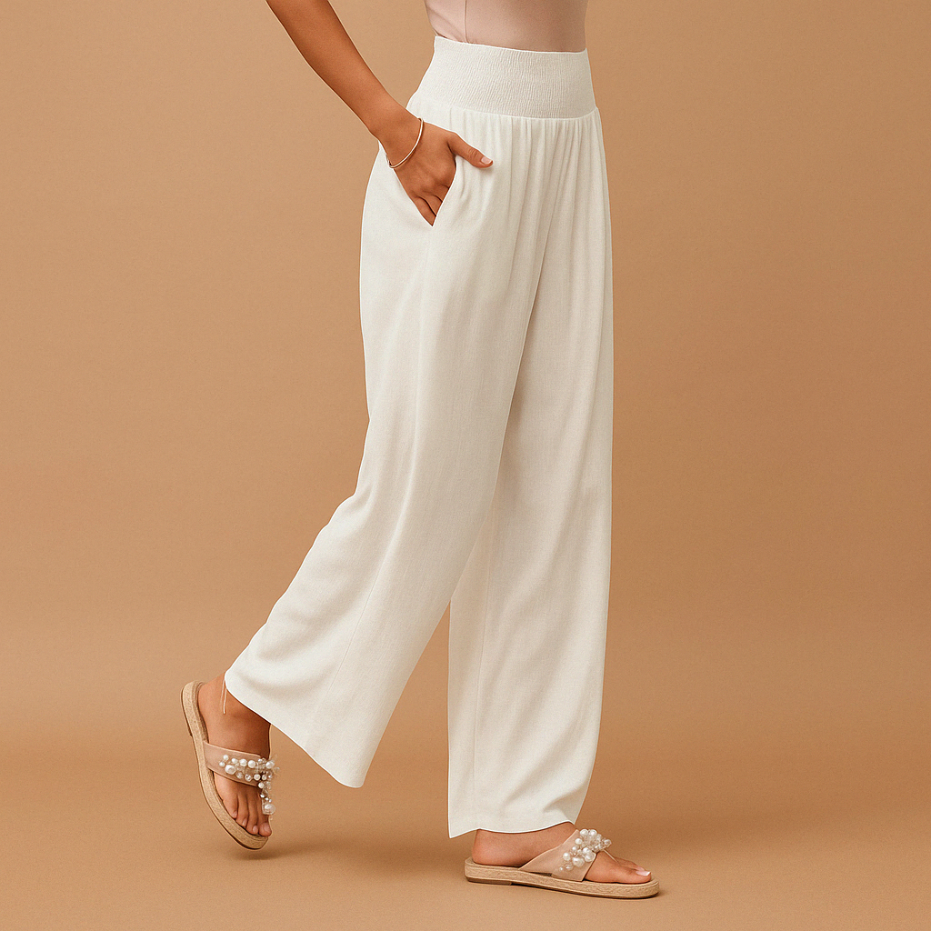 Blythe | White Lace Wide Leg Elastic Waist Pants — view 4