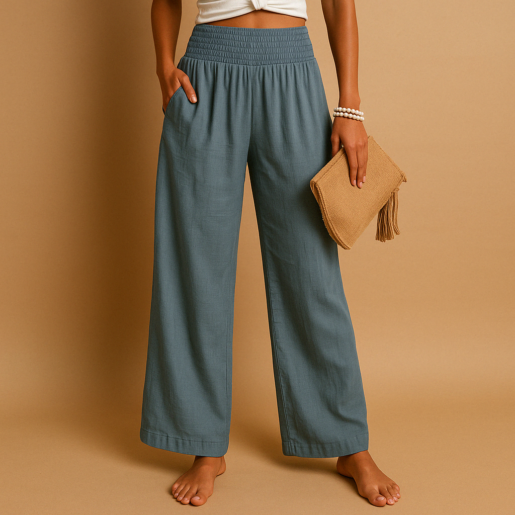 Corwin | Grey Lace Wide Leg Elastic Waist Pants