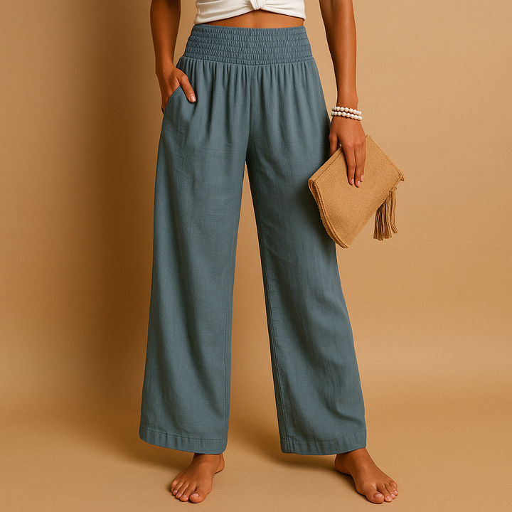 Blythe | White Lace Wide Leg Elastic Waist Pants — view 5