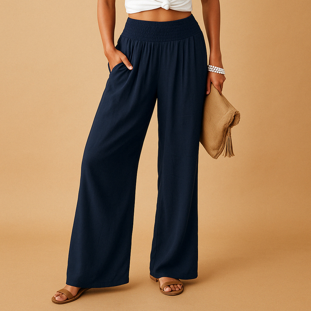 Blythe | White Lace Wide Leg Elastic Waist Pants — view 6
