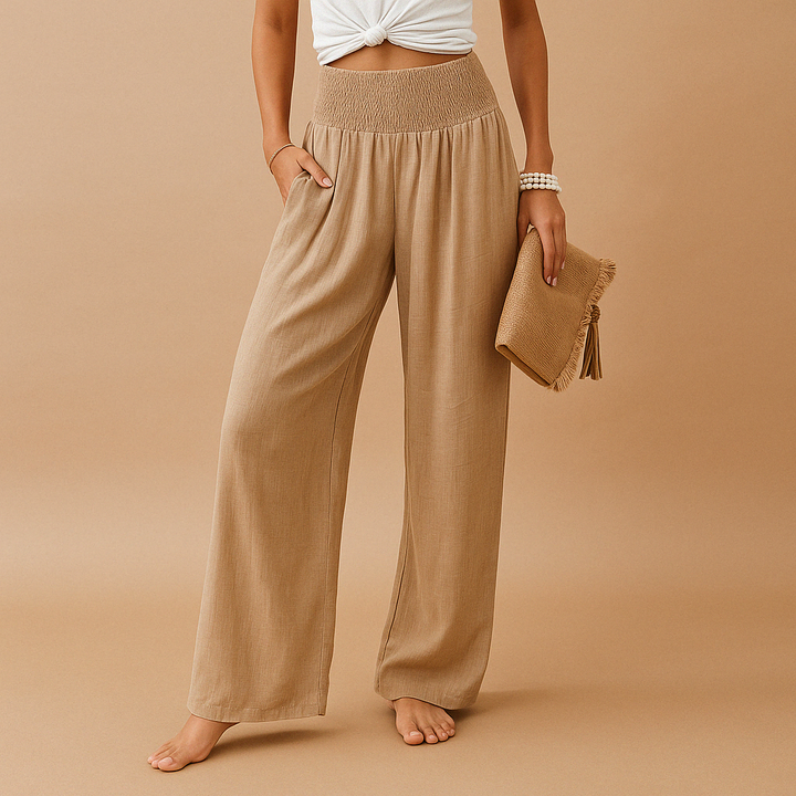 Farrow | Beige Lace Wide Leg Elastic Waist Pants — view 7