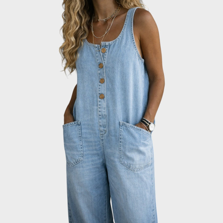 Sadie | Vintage Washed Cotton Denim Overalls