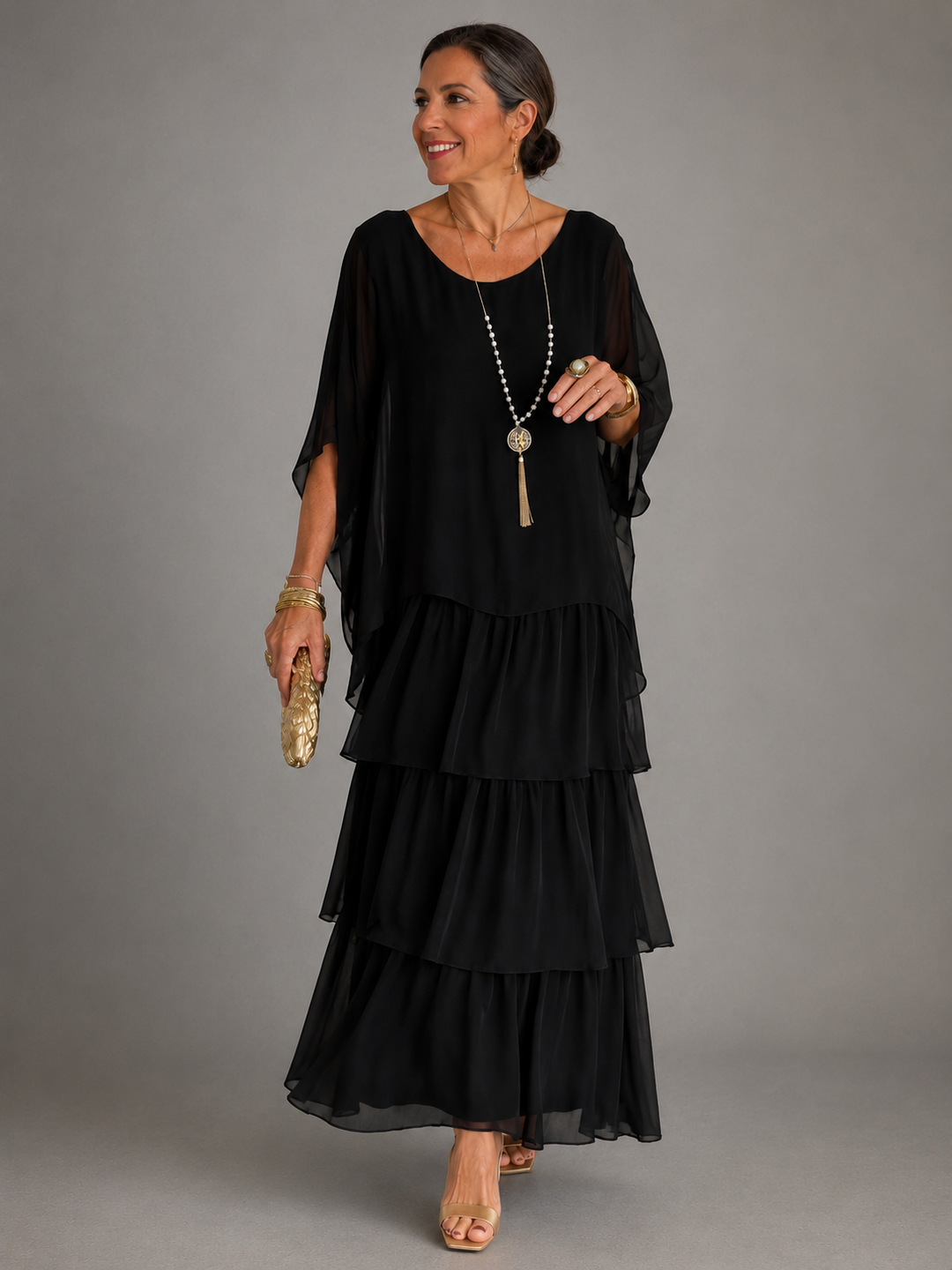 Voss | Black Elegant Flowing Maxi Dress