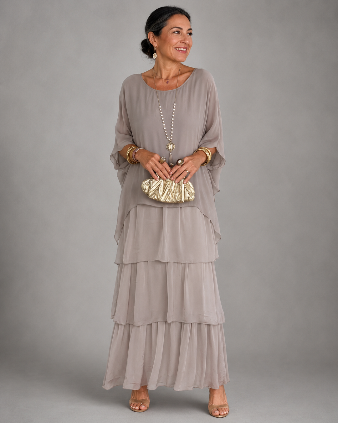 Kalyani | Gray Elegant Flowing Maxi Dress