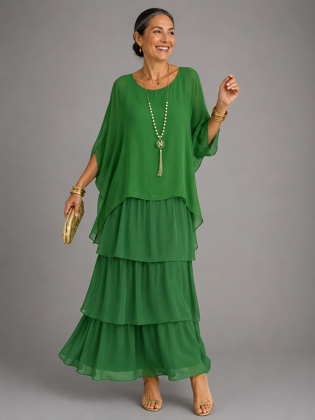 Ferelith | Green Elegant Flowing Maxi Dress