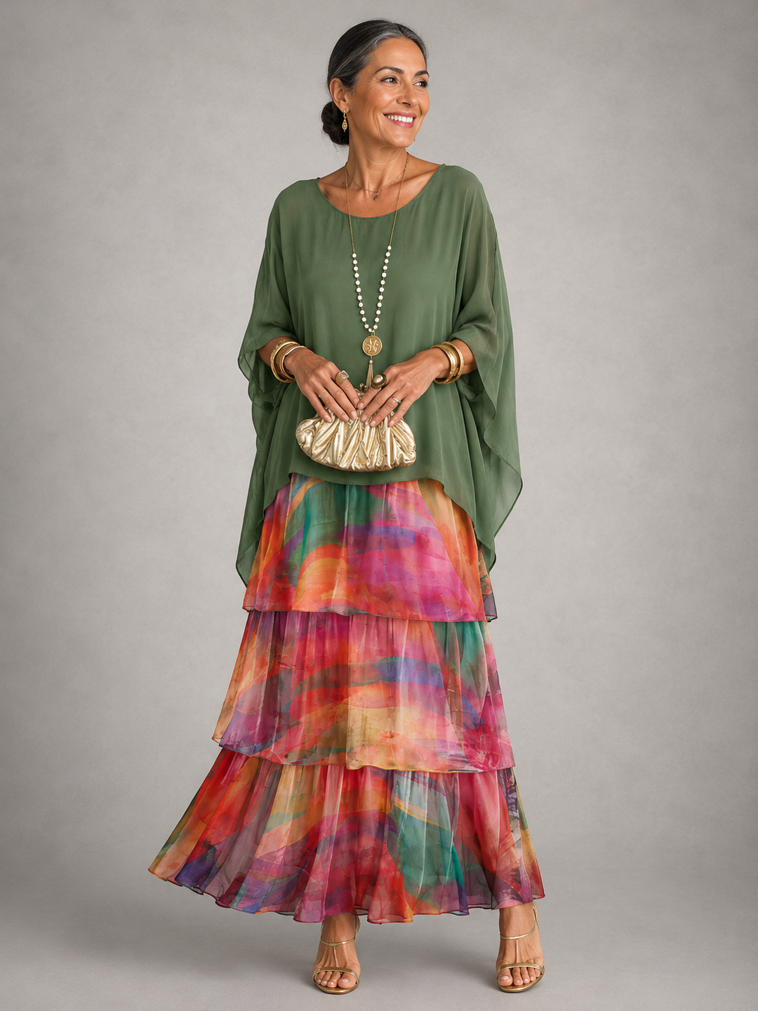 Calliopa | Multicolor Elegant Flowing Maxi Dress