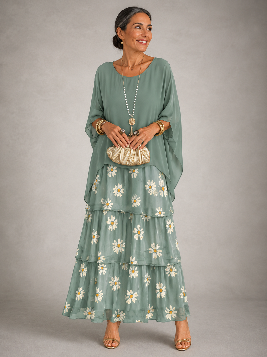 Brissa | Green Elegant Flowing Maxi Dress
