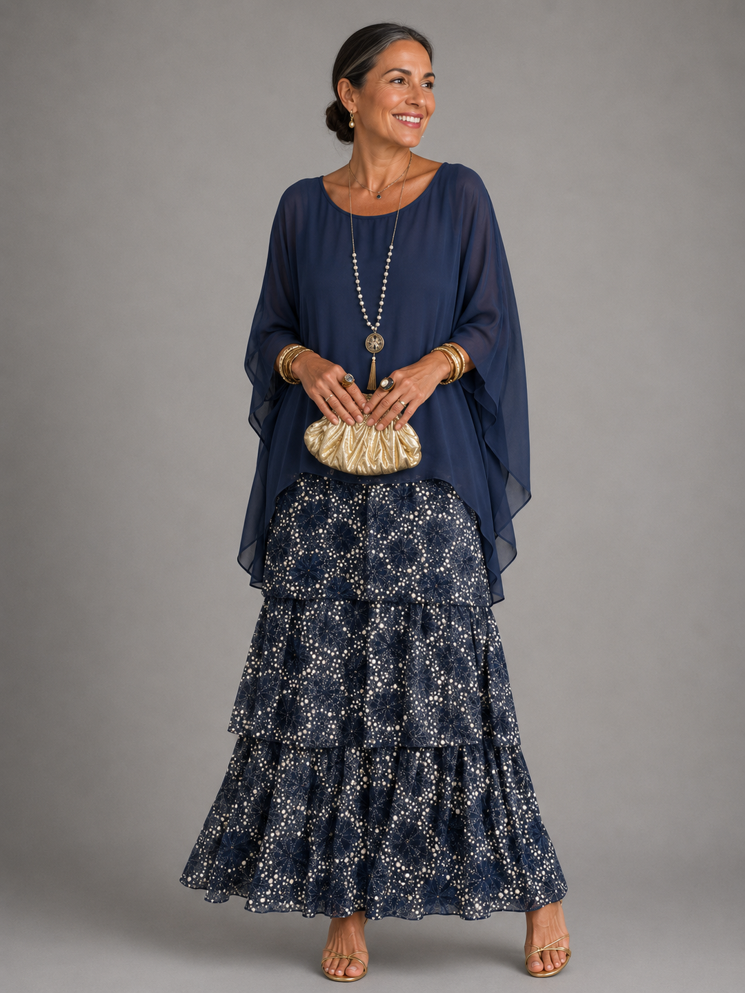 Chloe | Blue Elegant Flowing Maxi Dress