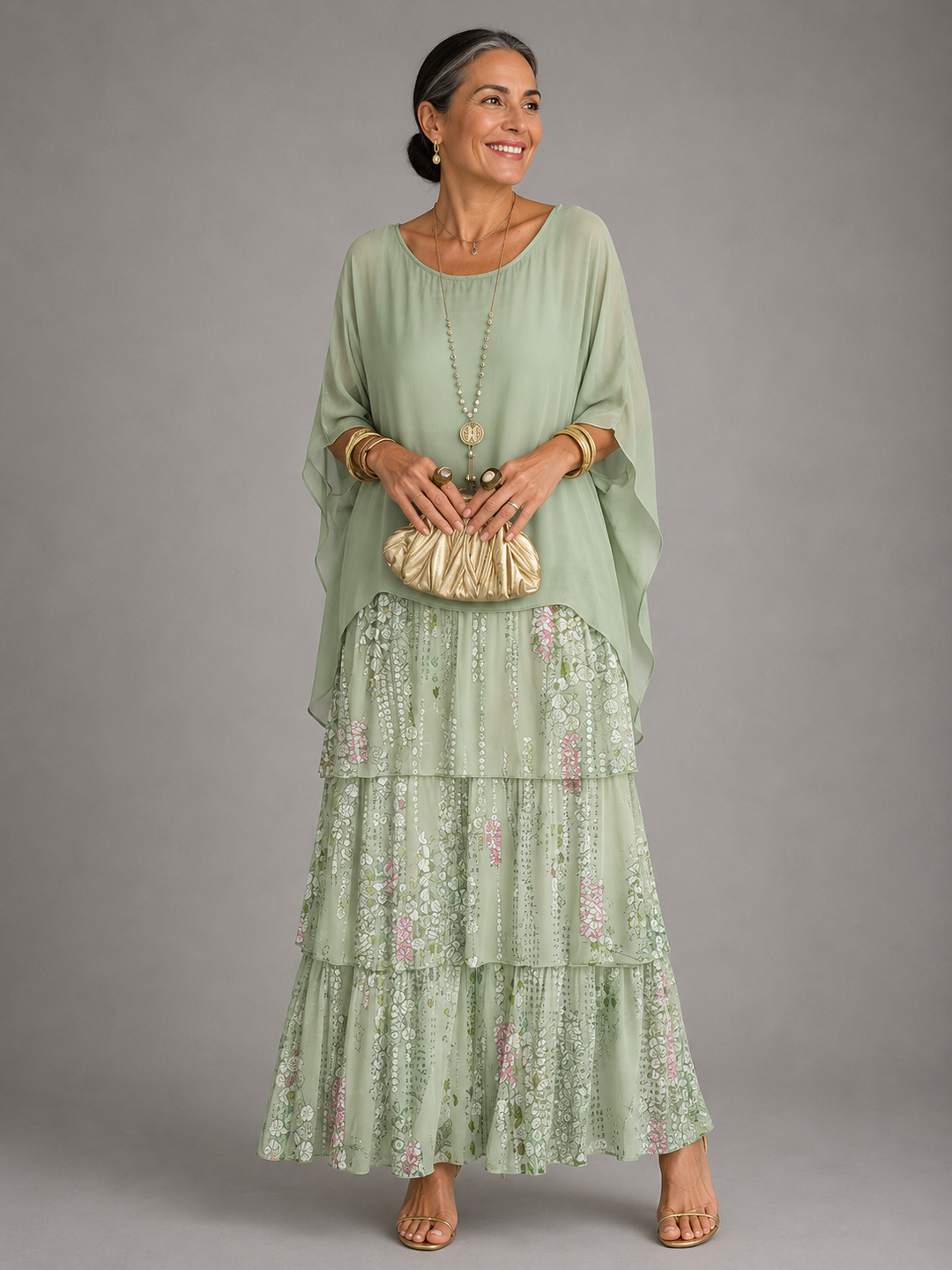 Everalind | Green Elegant Flowing Maxi Dress