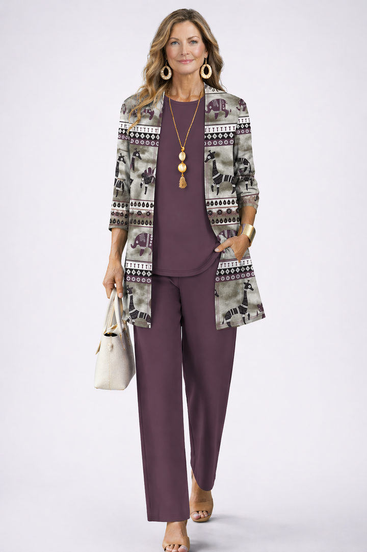 Valerie | Dusty Rose Print Trouser Set