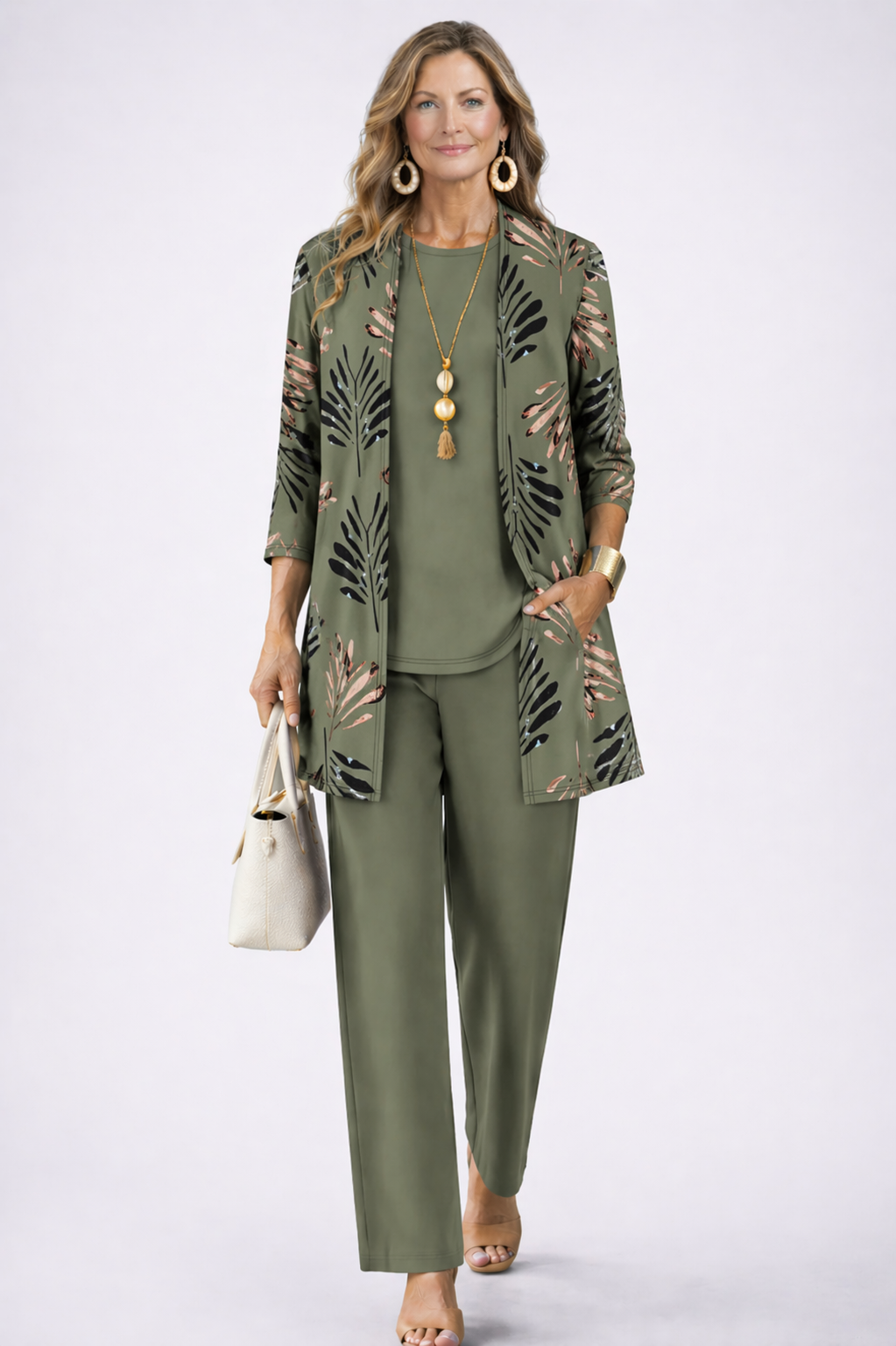 Margaret | Sage Off-Shoulder Knit Set