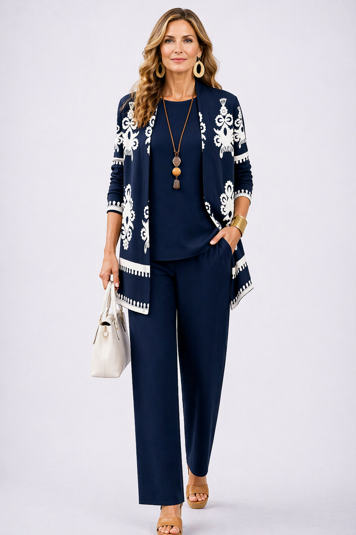 Carol | Terracotta Print Trouser Set