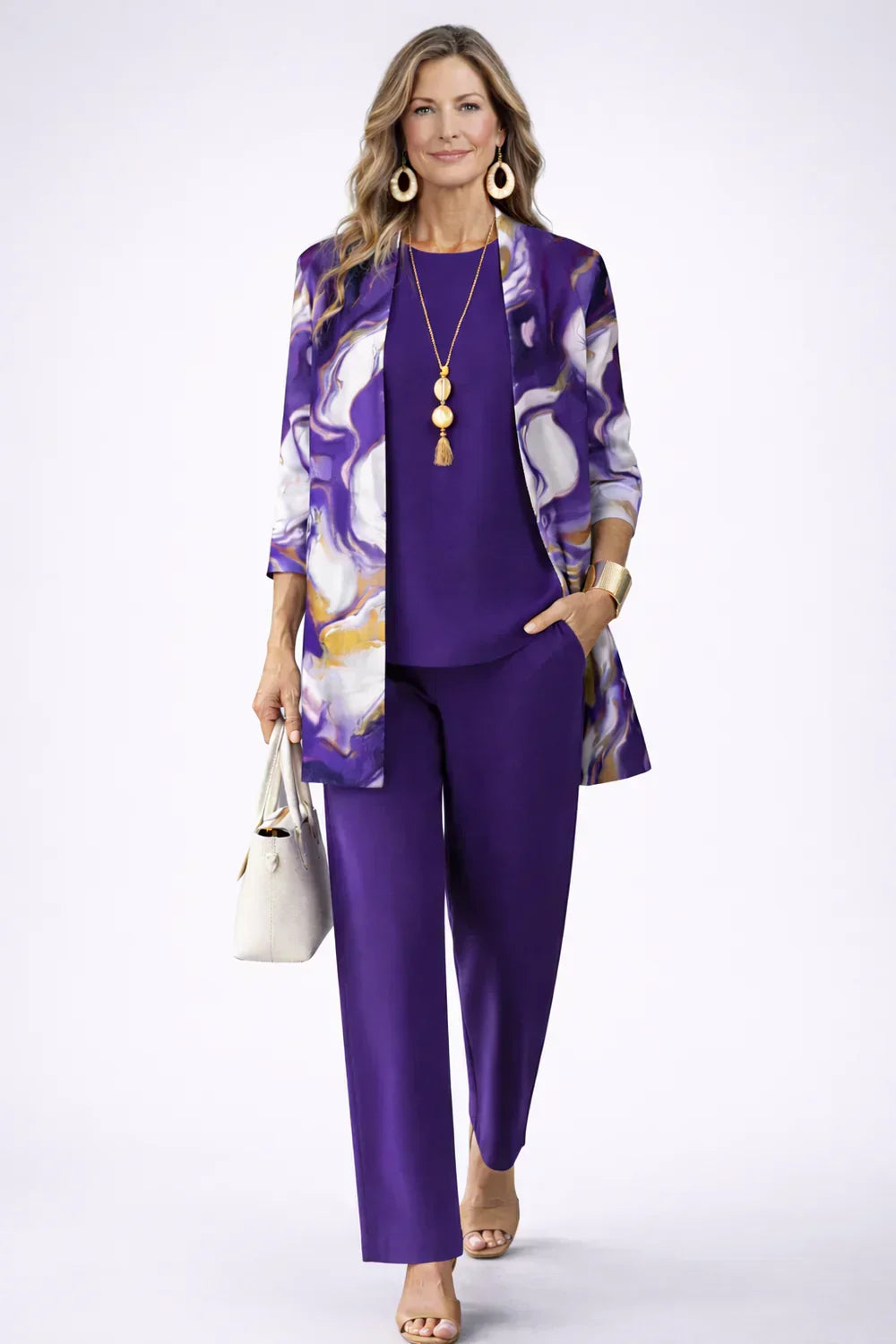 Sara | Sand Linen-Look Trouser Set