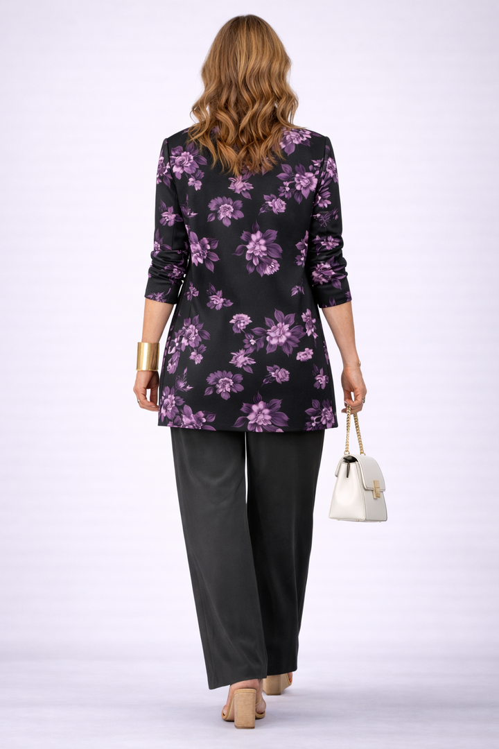 Helia | Black Floral Trouser Set — view 2