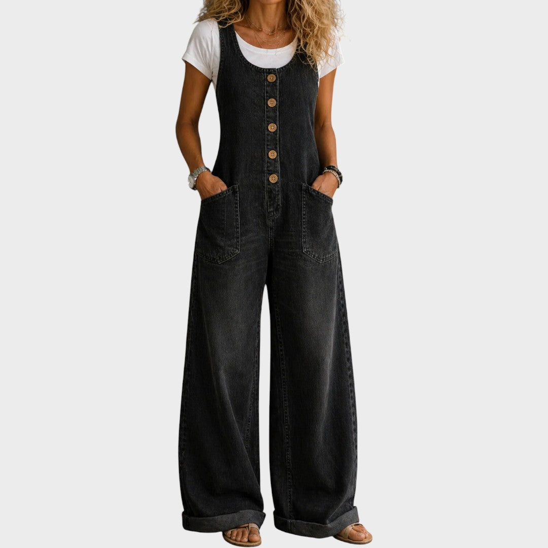 Bethany | Vintage Washed Cotton Denim Overalls