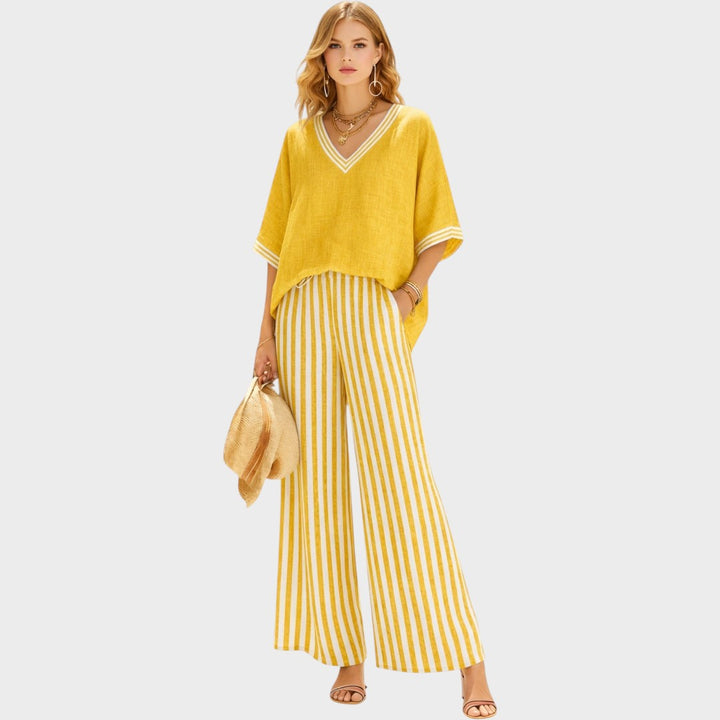 Tristane | Striped Pants and Blouse Set