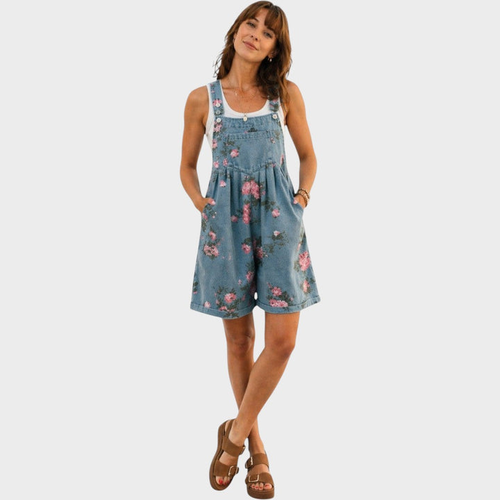 Taniah | Floral Denim Overalls