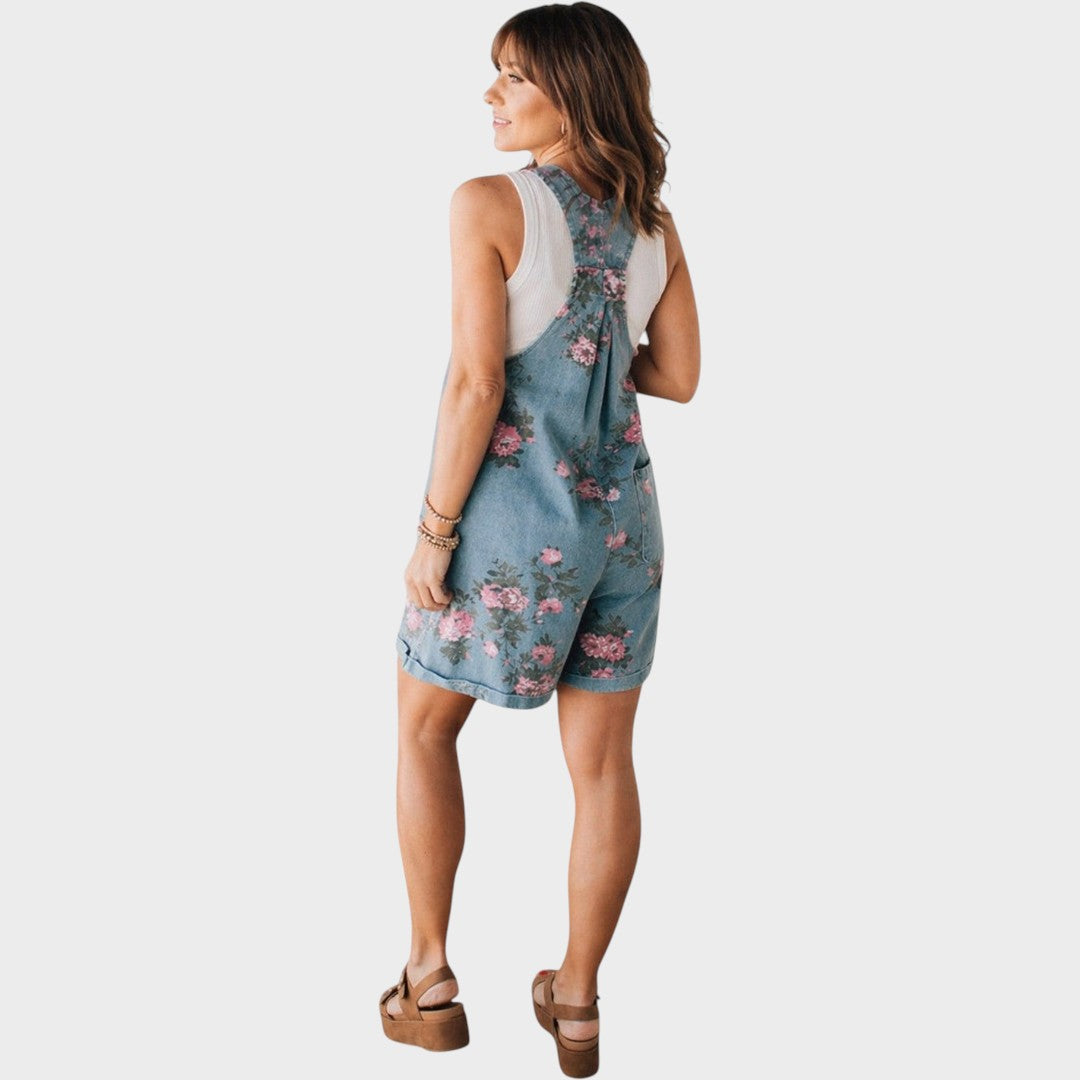Taniah | Floral Denim Overalls