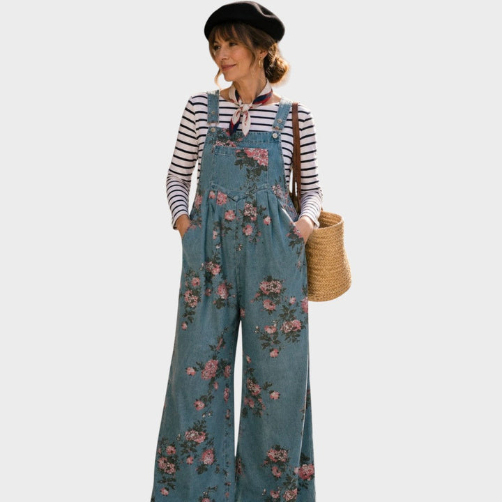 Norelle | Floral Printed Denim Overalls