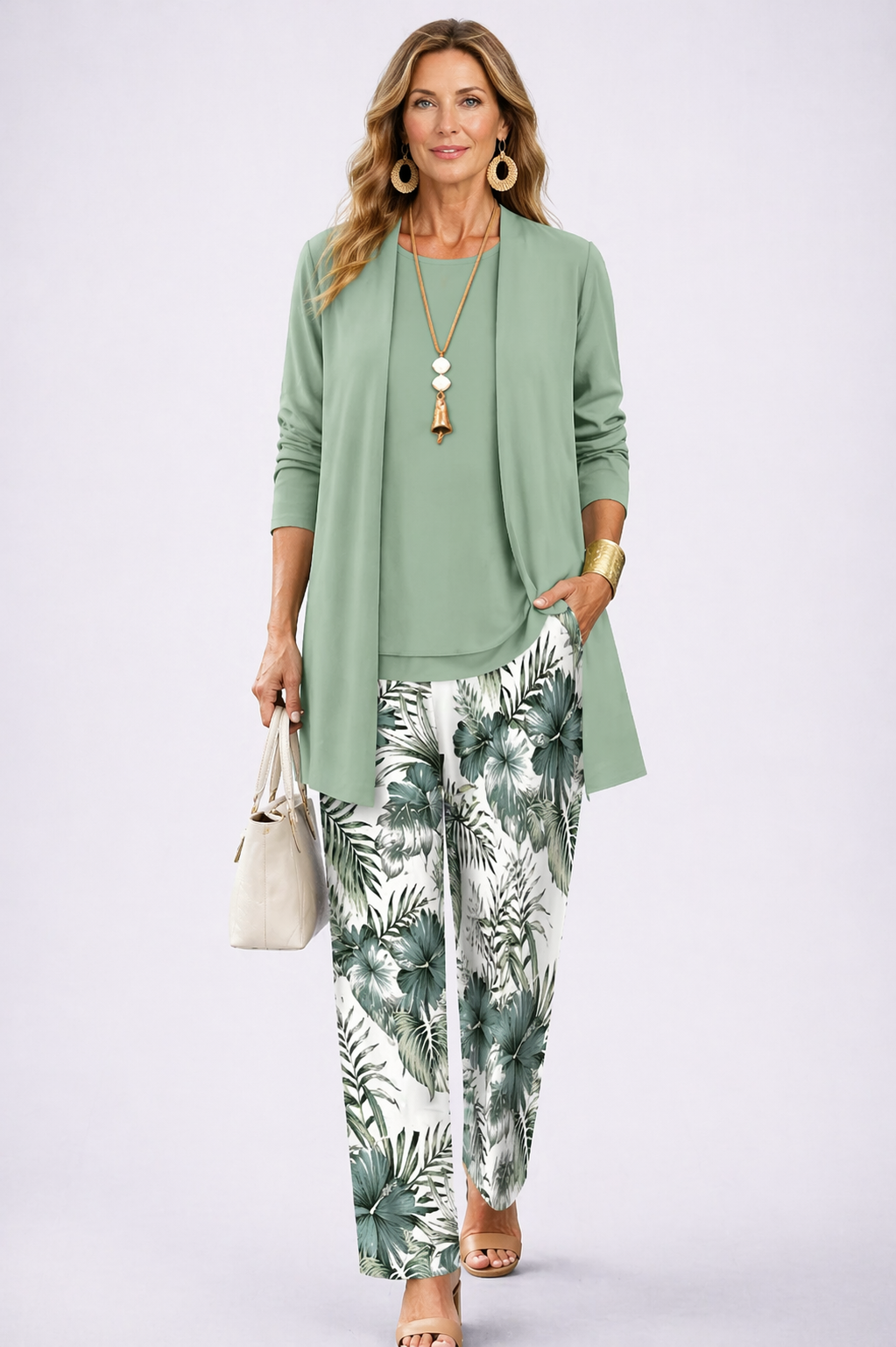 Lorraine | Olive Striped Trouser Set