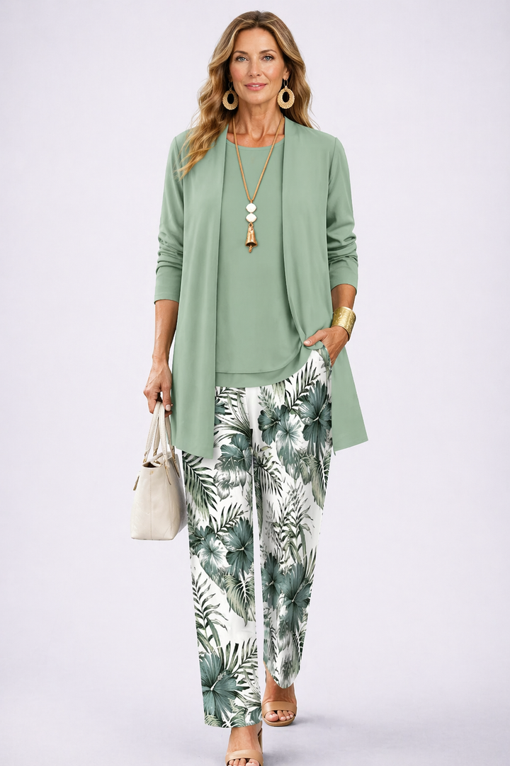Lorraine | Olive Striped Trouser Set