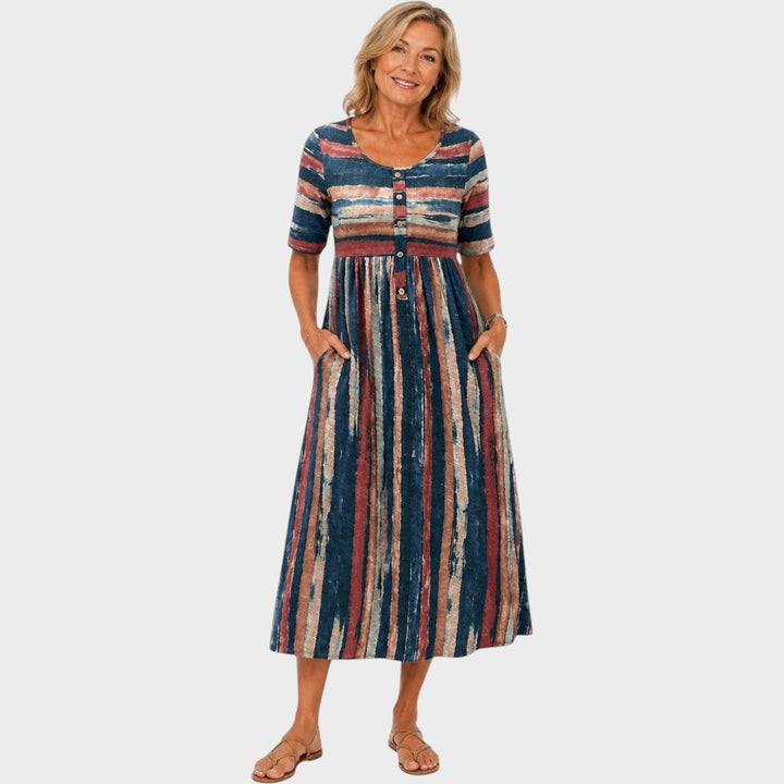 Violet | Elegant Striped Midi Dress