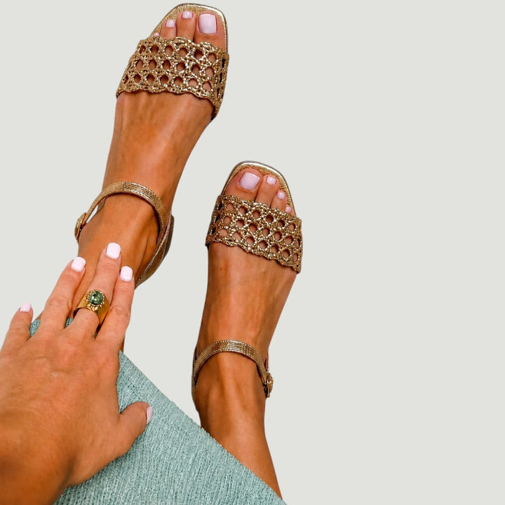Aurora | Golden Cutout Sandals