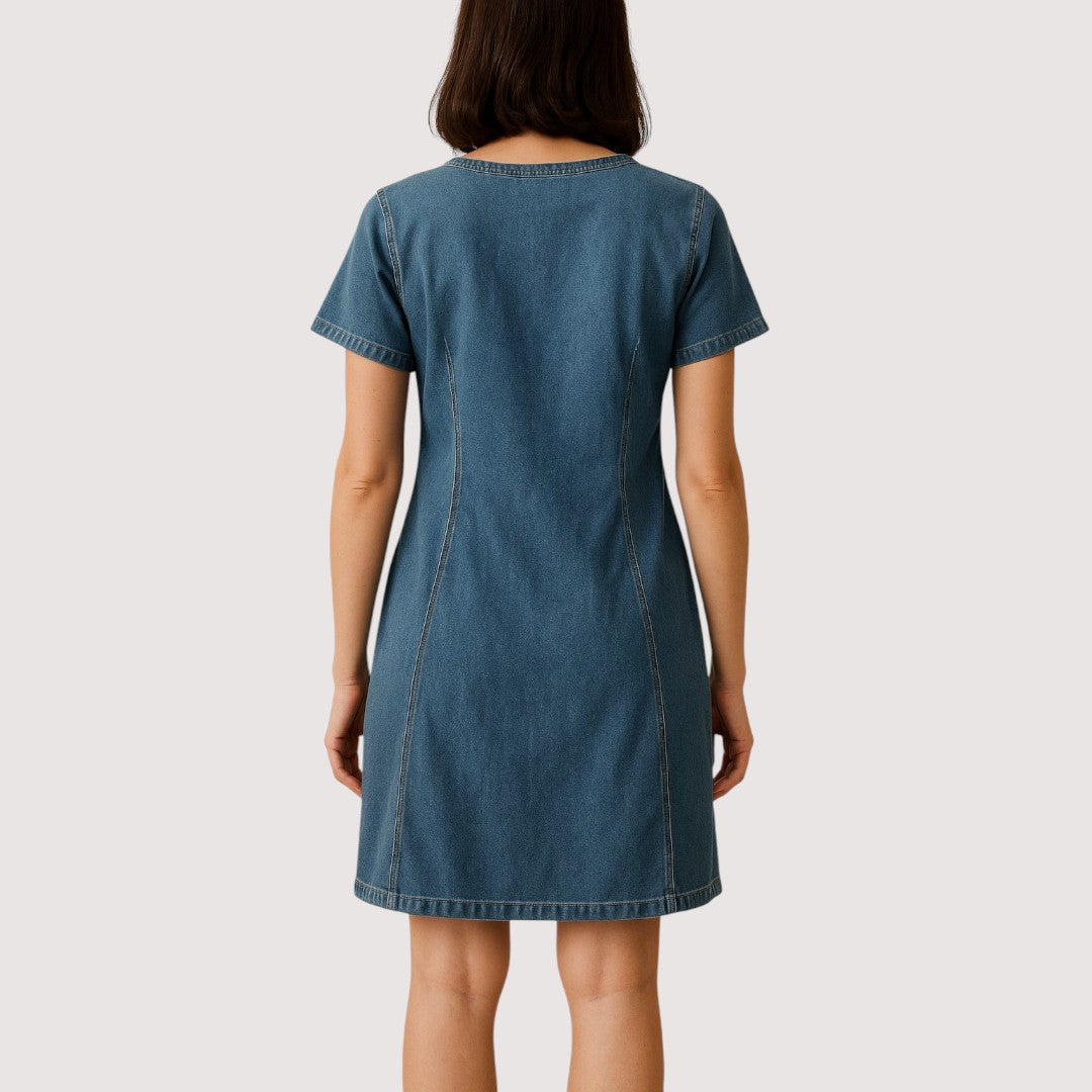 Mila | Denim Dress with V-Neck