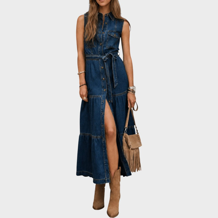 Madison | Button-Front Denim Dress