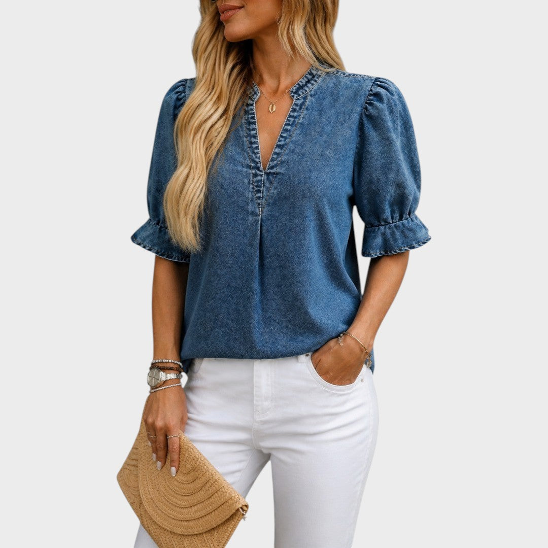 Ashley | Vintage V-Neck Denim Essential