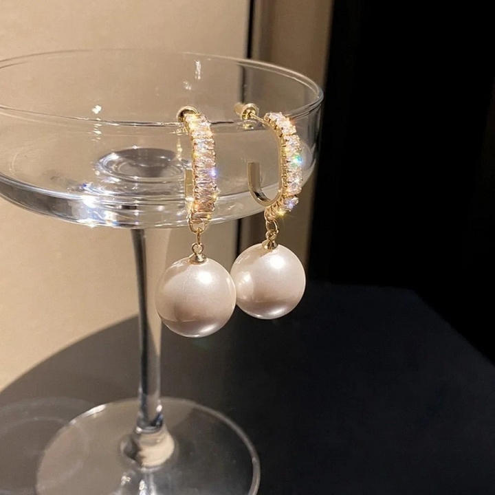Mirabelle | Elegant Earrings with Pearls and Zirconia — view 5