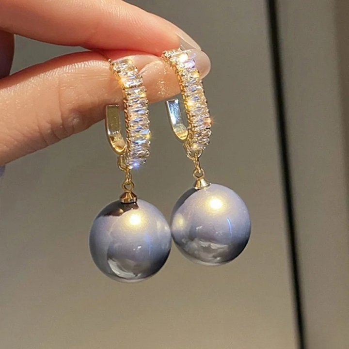 Mirabelle | Elegant Earrings with Pearls and Zirconia — view 3