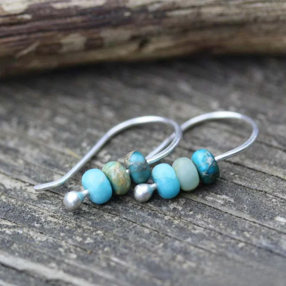 Albertine | Turquoise Pearl Earrings — view 2