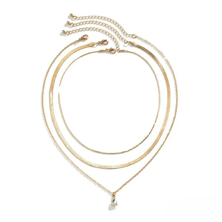 Noelle | Layered Necklace with Gold-Tone-Colored Zirconia Pendant — view 4