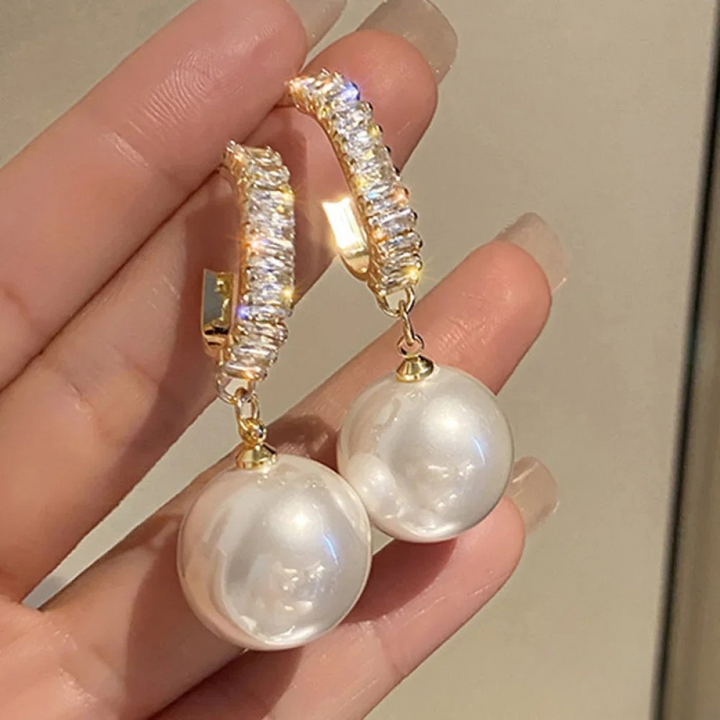 Mirabelle | Elegant Earrings with Pearls and Zirconia — view 4