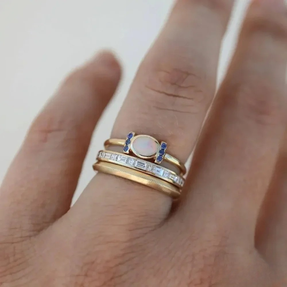 Bex | Set of Vintage Gold-Tone Opal Rings