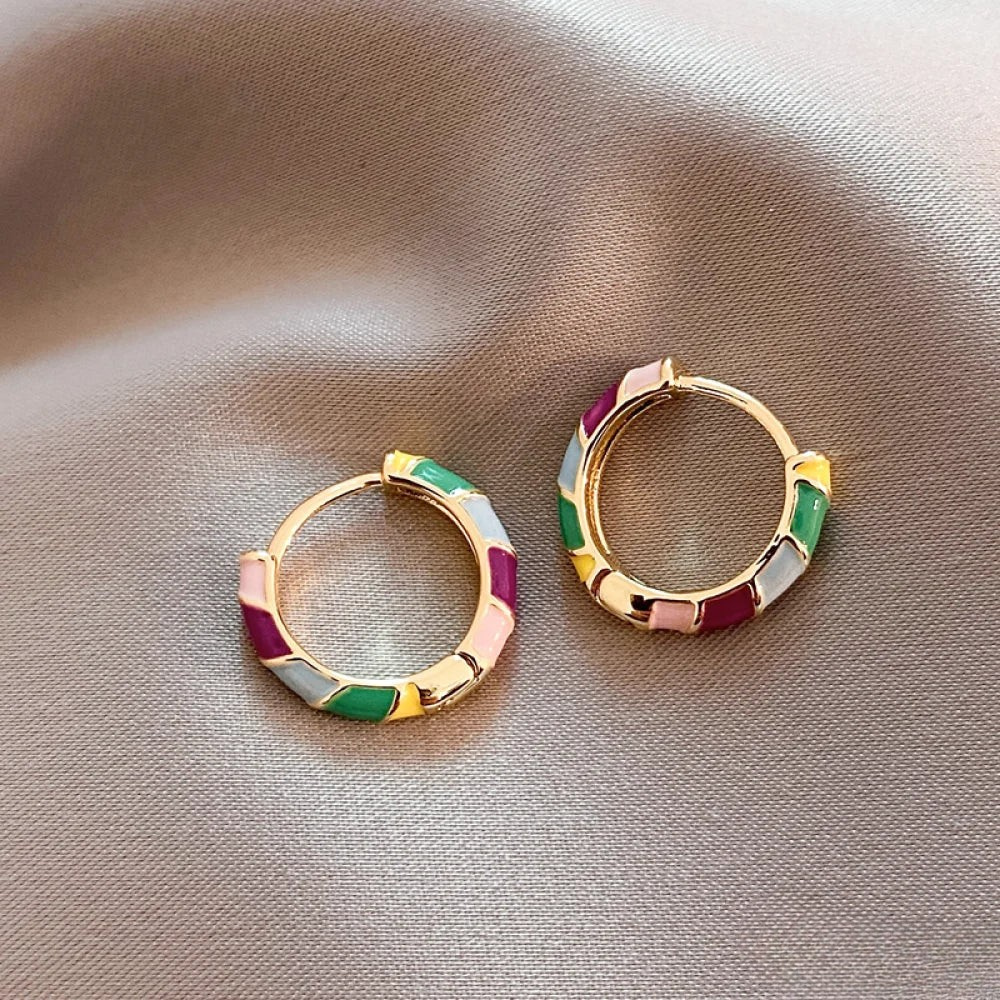 Fawn | Elegant Gold-Tone Earrings with Colorful Enamel