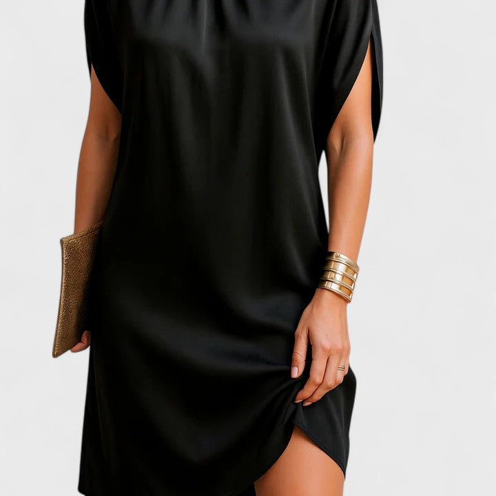 Sylvia | Grey Soft Draped Dress — view 3