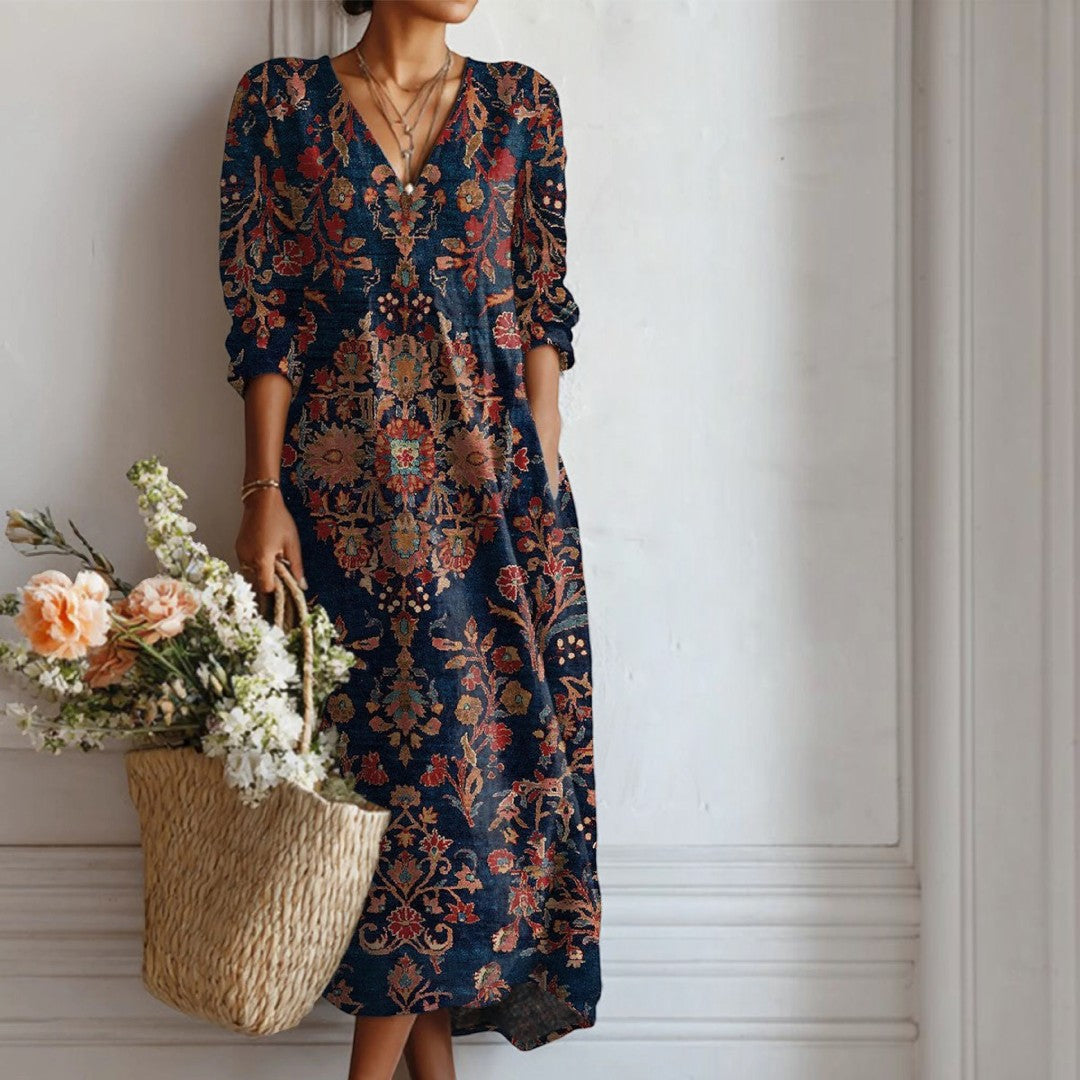 Franziska | Ethnic Print Boho Midi Dress