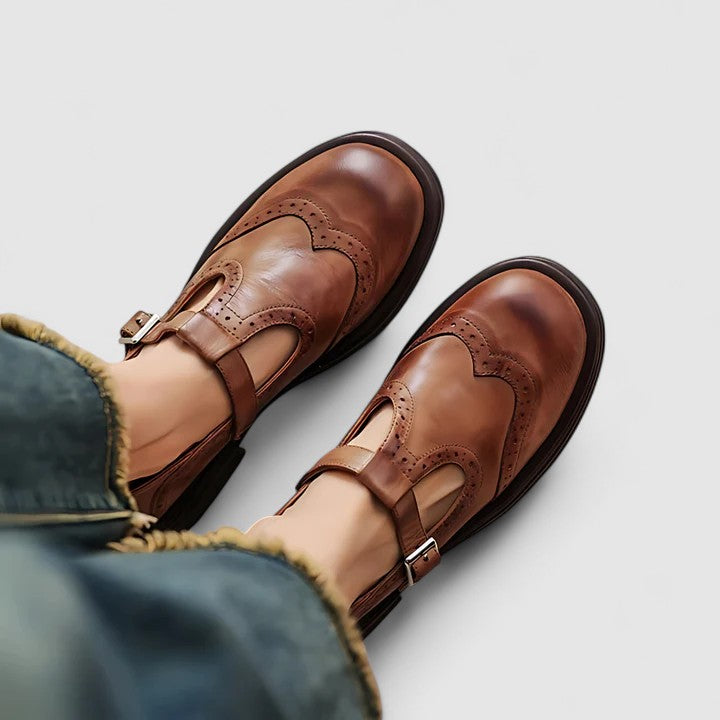Louisa | Brown Classic Mary Jane Shoes