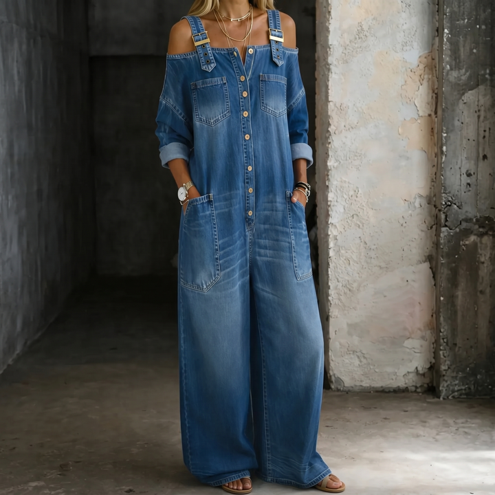 Sophia | Off Shoulder Denim Jumpsuit