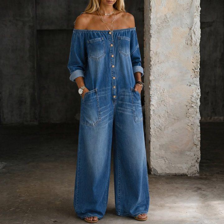 Elena | Off Shoulder Long Sleeve Jumpsuit