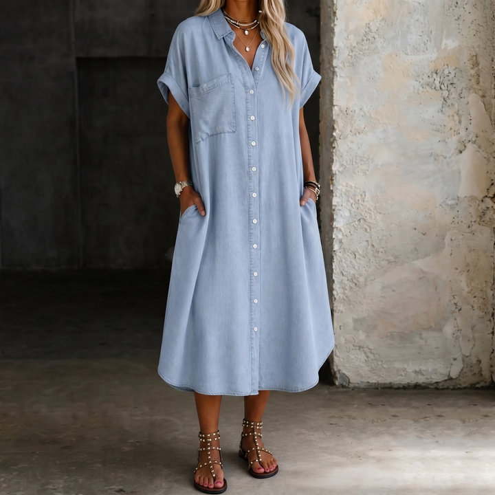 Karen | Lightweight Denim Style Shirt Dress
