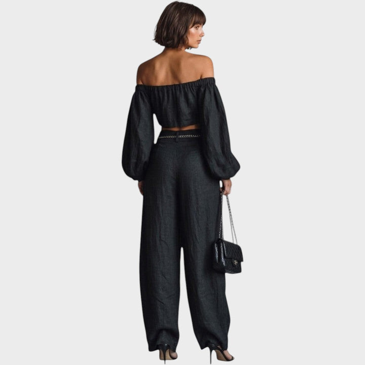 Cíntia | Off-Shoulder Set with Wide Pants