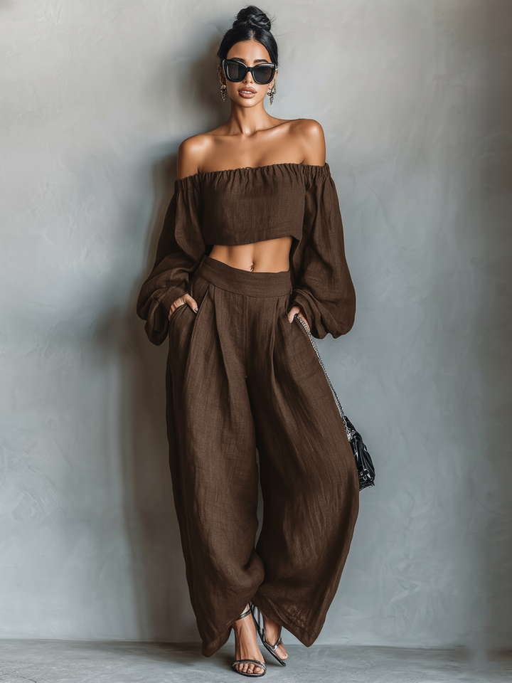 Layla | Strapless Linen-Look Set — view 2